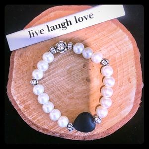 ❤️Pearl And Lava Heart Bracelet! New!
